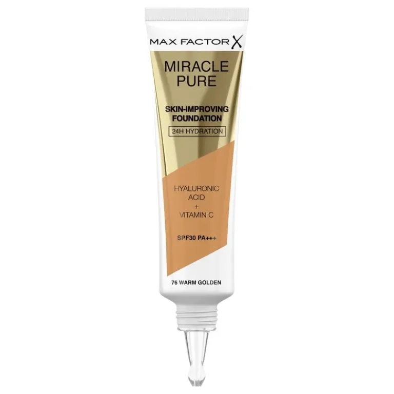 Max Factor Foundation|Miracle Pure Skin Improving Foundation 76 Warm Golden